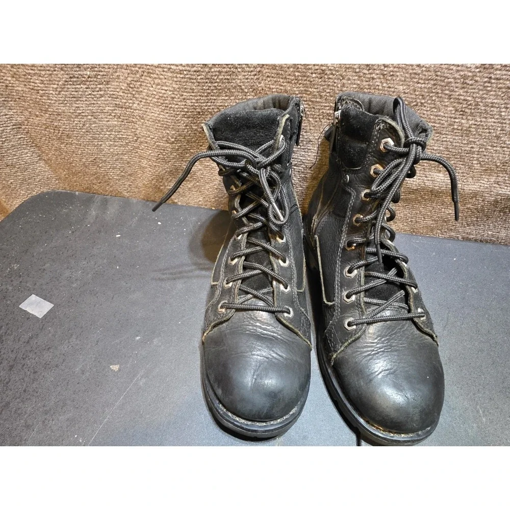 Harley Davidson 8 Inch Leather Side Zip Style 94339 Motorcycle Boots US Men 9